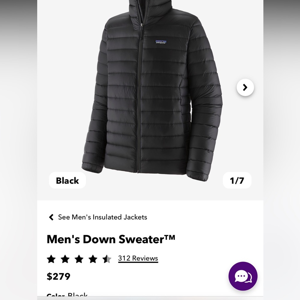 Patagonia men’s down sweater